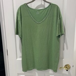 aerie Olive Green V-Neck Short Sleeve Tee
